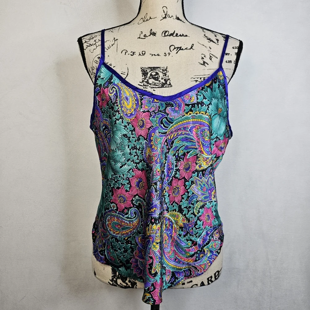 California dynasty colorful Retro floral paisley vintage 90s y2k pajama Top